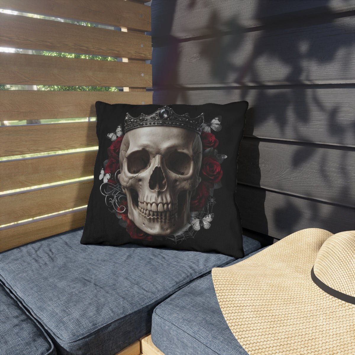 Haunting Adeline Black Skull Pillow