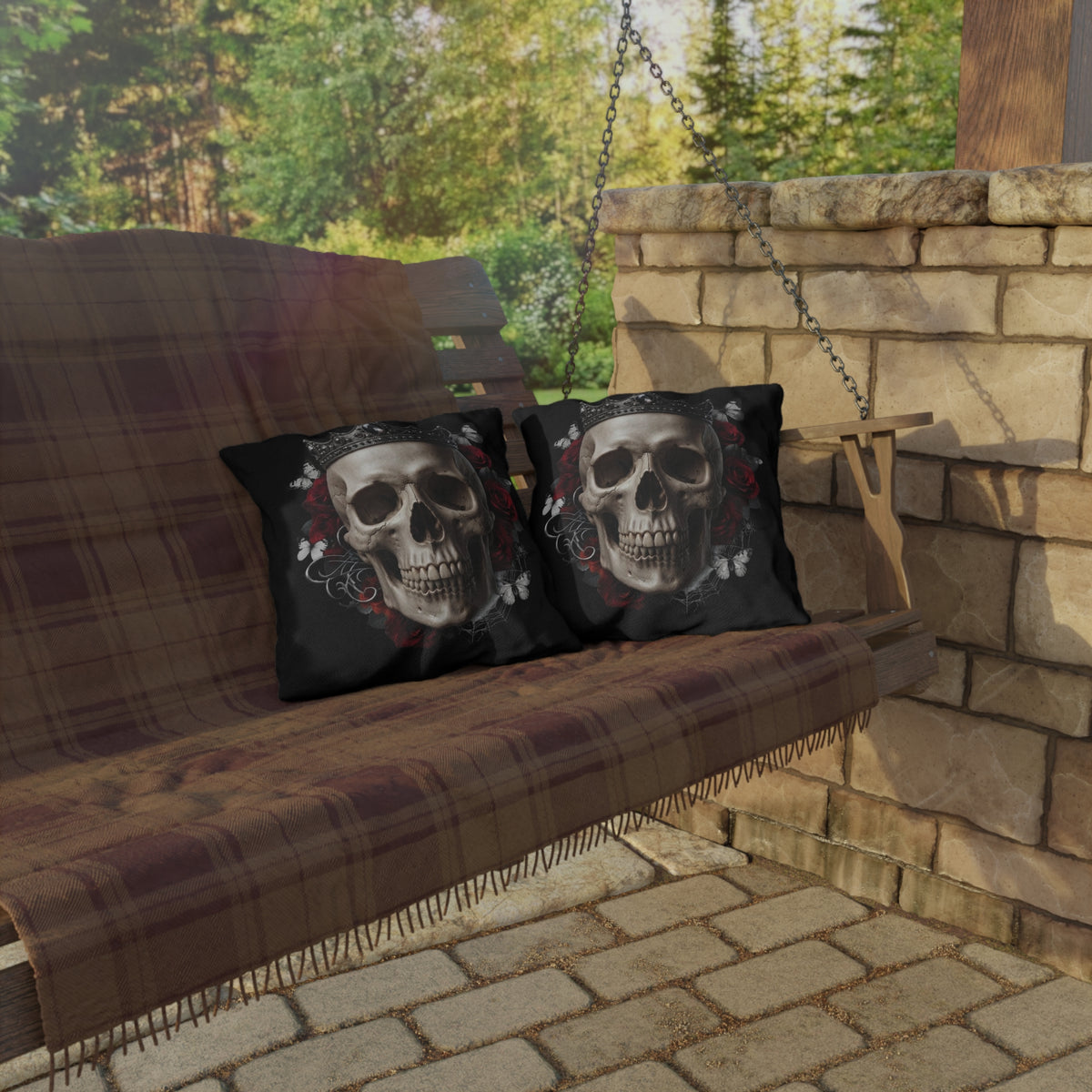 Haunting Adeline Black Skull Pillow