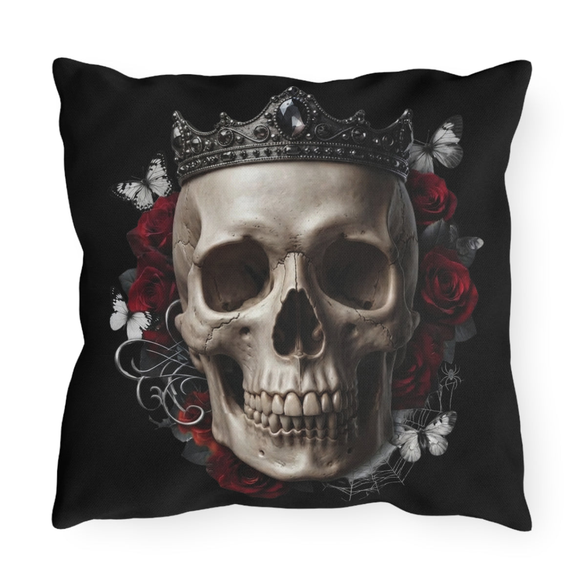 Haunting Adeline Black Skull Pillow